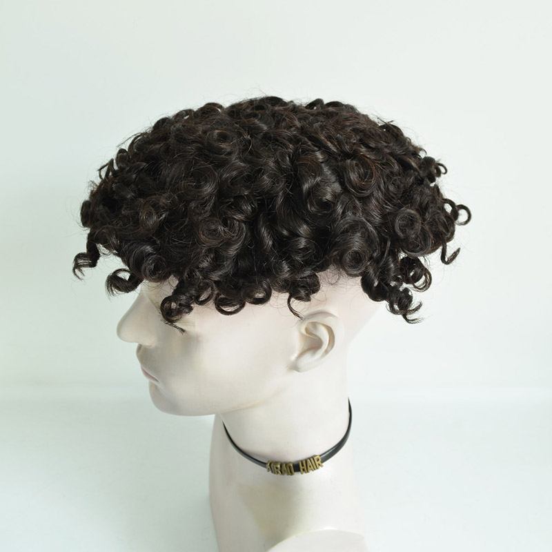 AIRAO HAIR: 100% Human Hair 20MM Afro Curl Mono Base Men Toupee