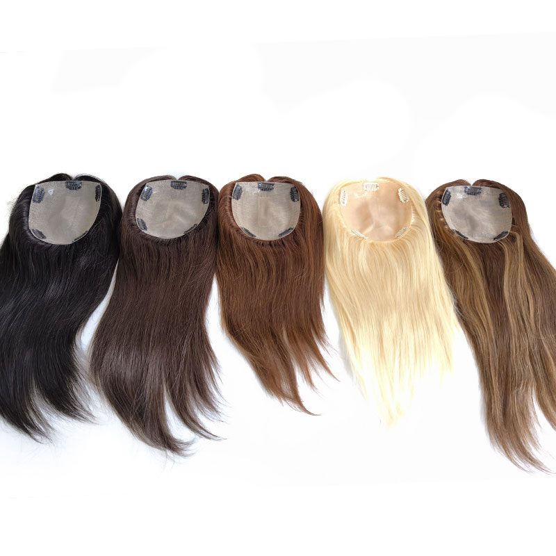 Skin Base Hair Topper With Silk Top Partition Clip In 